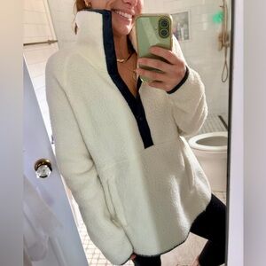 Indyeva Polartec Fleece Pullover Jacket Cream Snap Front Cozy Size S $123 pecora